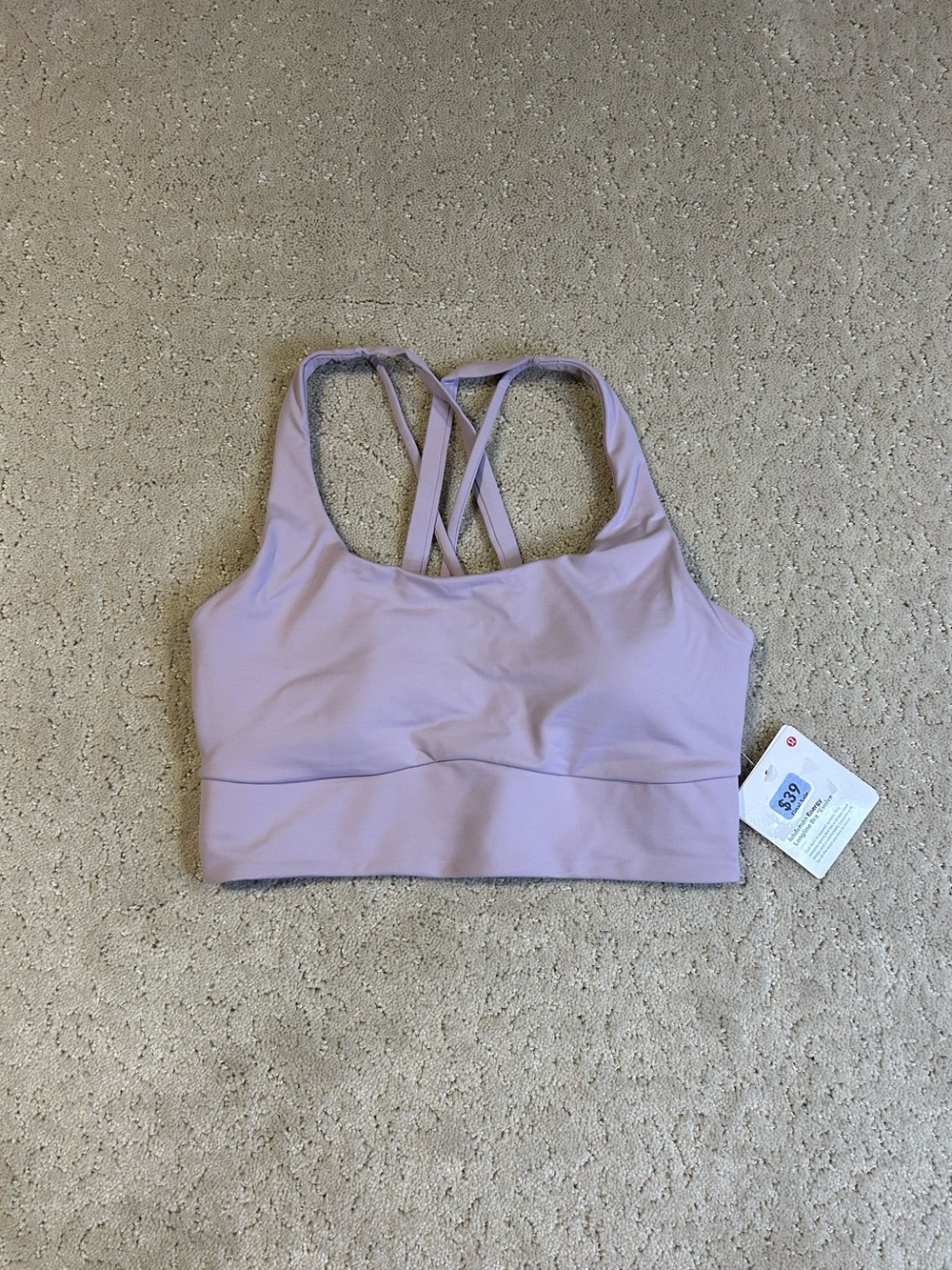 NWT Lululemon Energy Longline Bra *Evolve Women’s XS Lilac Play Strappy